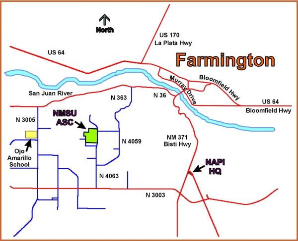 NMSU Agricultural Science Center Map Farmington driving location map